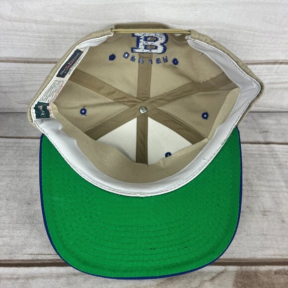 Vintage Drew Pearson Denver Broncos Snapback Hat Khaki Tan Blue Logo DAMAGED - Picture 4 of 8